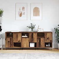 vidaXL Skåp 3 pcs Gammalt trä 180 x 35 x 70 cm Konstruerat trä