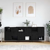 vidaXL Skåp 3 pcs Svart ek 180 x 35 x 70 cm Konstruerat trä