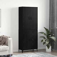 vidaXL Skåp 2 pcs Svart ek 69.5 x 34 x 180 cm Konstruerat trä