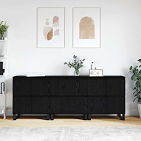 vidaXL Skåp 3 pcs Svart ek 180 x 35 x 70 cm Konstruerat trä
