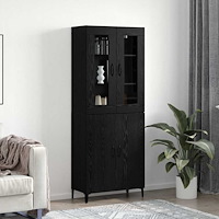 vidaXL Skåp 2 pcs Svart ek 69.5 x 34 x 180 cm Konstruerat trä
