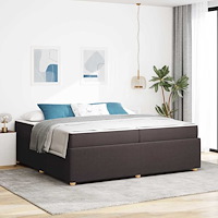 vidaXL Sängram med madrass med madrass Mörkbrun 200 x 200 cm tyg