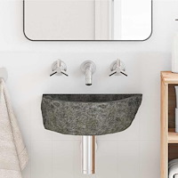 vidaXL Vägghängt Handfat Grå (30-37) x (25-30) x 12 cm Flodsten