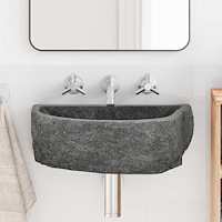 vidaXL Vägghängt Handfat Grå (38-45) x (30-35) x 15 cm Flodsten