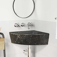 vidaXL Vägghängt Hörnhandfat Grå (38-45) x (38-45) x 12 cm Flodsten