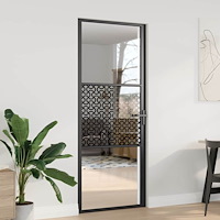 vidaXL Inredningsdörr Svart 83 x 201.5 cm Härtat glas, Aluminium