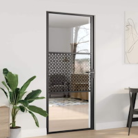 vidaXL Inredningsdörr Svart 93 x 201.5 cm Härtat glas, Aluminium