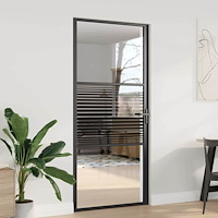 vidaXL Inredningsdörr Svart 93 x 201.5 cm Härtat glas, Aluminium