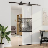 vidaXL Skjutdörr Svart 76 x 205 cm Härtat glas, Aluminium