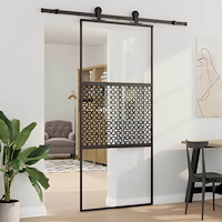vidaXL Skjutdörr Svart 90 x 205 cm Härtat glas, Aluminium