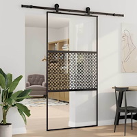 vidaXL Skjutdörr Svart 102.5 x 205 cm Härtat glas, Aluminium