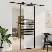 vidaXL Skjutdörr Svart 76 x 205 cm Härtat glas, Aluminium