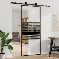 vidaXL Skjutdörr Svart 90 x 205 cm Härtat glas, Aluminium