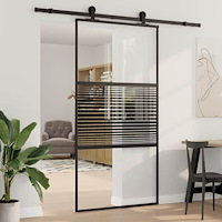vidaXL Skjutdörr Svart 102.5 x 205 cm Härtat glas, Aluminium