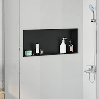 vidaXL Dusch Nisch Svart 75 x 30 x 9.5 cm Rostfritt stål