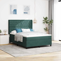 vidaXL Bäddfjäder med madrass Mörkgrön 140 x 190 cm Sammet