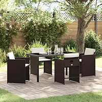 vidaXL Trädgårdsmöbelset 5 pcs Brun konstrotting