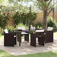 vidaXL Trädgårdsmöbelset 5 pcs Brun konstrotting
