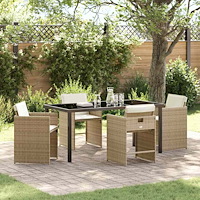 vidaXL Trädgårdsmöbelset 5 pcs Beige konstrotting