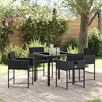 vidaXL Trädgårdsmöbelset 5 pcs Svart konstrotting