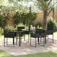 vidaXL Trädgårdsmöbelset 5 pcs Svart konstrotting