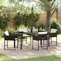 vidaXL Trädgårdsmöbelset 5 pcs Brun konstrotting
