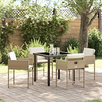 vidaXL Trädgårdsmöbelset 5 pcs Beige konstrotting