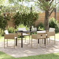 vidaXL Trädgårdsmöbelset 5 pcs Beige konstrotting