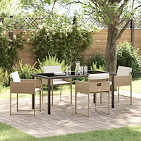 vidaXL Trädgårdsmöbelset 5 pcs Beige konstrotting