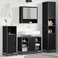 vidaXL Badrumsskåp Svart ek 35 x 37.5 x 188.5 cm Konstruerat trä