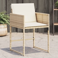 vidaXL Trädgårdsstolar med dynor 4 st beige konstrotting