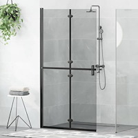 vidaXL Walk-in duschvägg Svart och mörk genomskinlig 100 x 190 cm