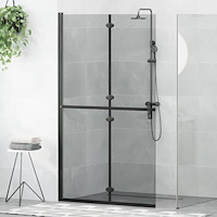 vidaXL Walk-in duschvägg Svart och mörk genomskinlig 110 x 190 cm