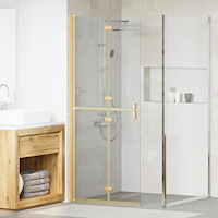 vidaXL Walk-in duschvägg Guld och transparent 80 x 190 cm Härdat glas