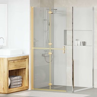 vidaXL Walk-in duschvägg Guld och transparent 90 x 190 cm Härdat glas