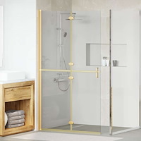 vidaXL Walk-in duschvägg Guld och transparent 110 x 190 cm Härdat glas