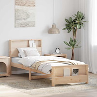 vidaXL Sängram med huvudgavel Brun 75 x 190 cm Massiv furu