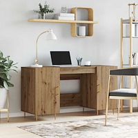vidaXL Skrivbord med hylla artisan ek 140 x 50 x 75 cm Konstruerat trä