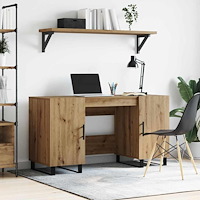 vidaXL Skrivbord med hylla artisan ek 140 x 50 x 75 cm Konstruerat trä