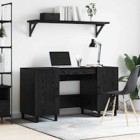 vidaXL Skrivbord med hylla Svart ek 140 x 50 x 75 cm Konstruerat trä