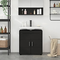 vidaXL Badrumsvaskskåp TULUM Svart 60 x 34 x 63 cm Konstruerat trä