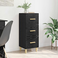 vidaXL Sideboard med låda Svart ek 34.5 x 34 x 90 cm Konstruerat trä