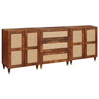 vidaXL Sidoskåpsset 3 pcs Brun 180 x 33 x 75 cm Massivt Mangoträ