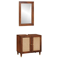 vidaXL Badrumsinredning med låda 2 pcs 62 x 33 x 58 cm Massivt mangoträ