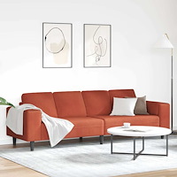 vidaXL Soffa med kudde Röd orange 250 x 77 x 76 cm Kordread tyg