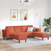 vidaXL Tygsoffa med kudde Röd orange 208 cm Mockatyg