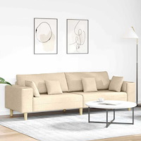 vidaXL Soffa med kudde Kräm 250 x 77 x 76 cm tyg