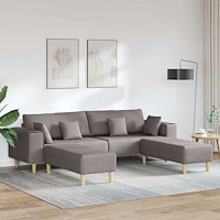 vidaXL Soffa med kudde 3 pcs Taupe tyg