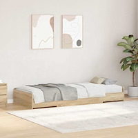 vidaXL Förvaringssängram med låda Sonoma-ek 90 x 200 cm Konstruerat trä