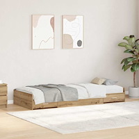 vidaXL Förvaringssängram med låda Artisan Ek 90 x 200 cm Konstruerat trä